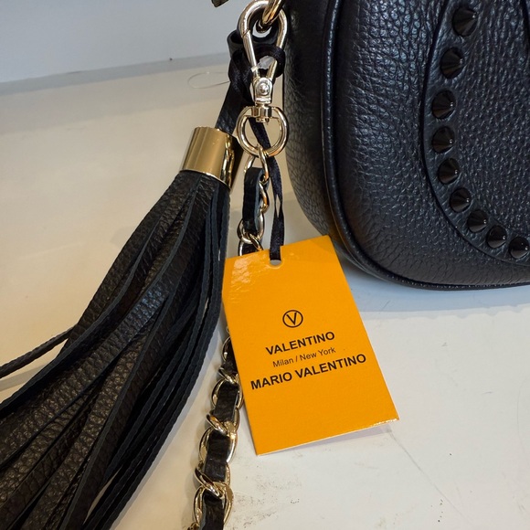 Valentino By Mario Valentino Black Crossbody Bag with Gold Accents - Picture 4 of 4